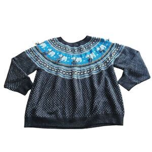 Holiday time womens Sz 2X multicolor christmas sweater Polar Bears